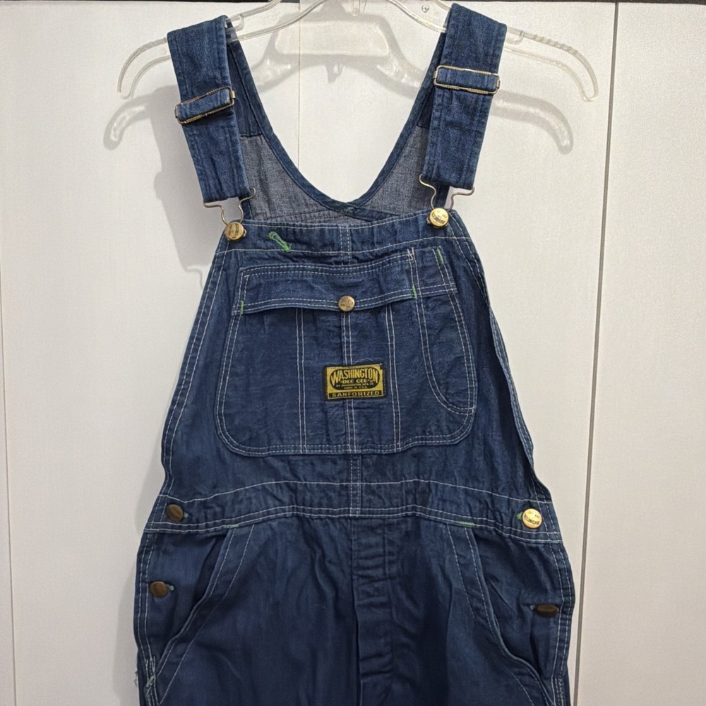 VTG 60s Washington Dee Cee Sanforized Denim Bib Overalls, Made In USA, Sz 32x23
